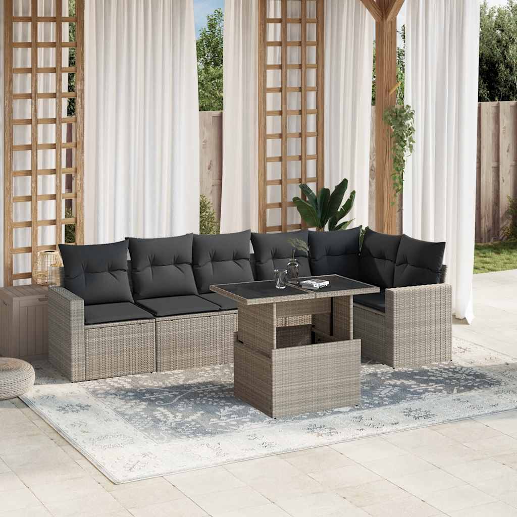7-dijelni set vrtnih sofa svjetlosivi od poliratana