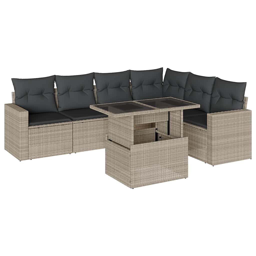 7-dijelni set vrtnih sofa svjetlosivi od poliratana