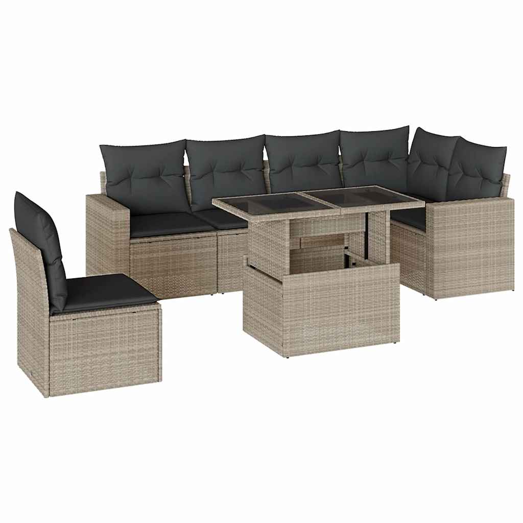 7-dijelni set vrtnih sofa svjetlosivi od poliratana