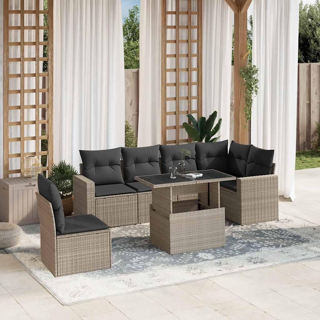 7-dijelni set vrtnih sofa svjetlosivi od poliratana
