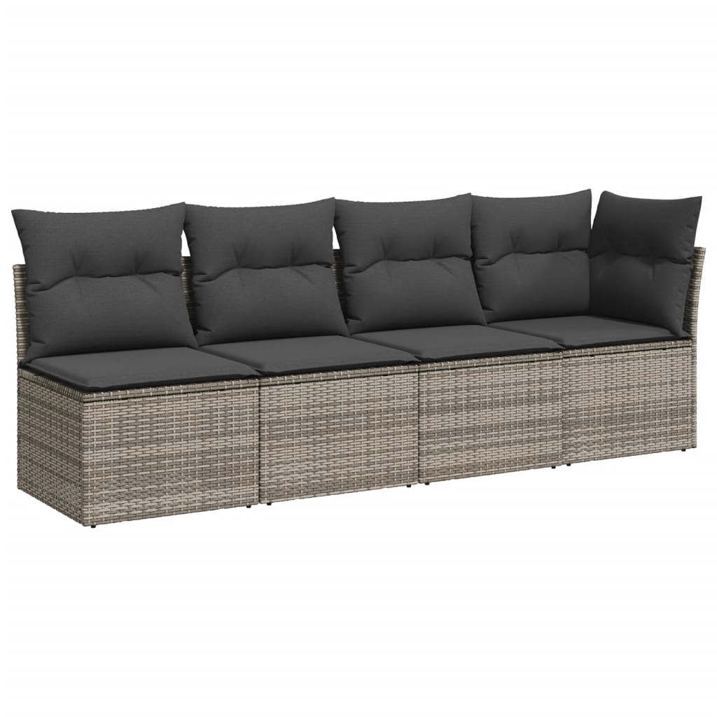 9-dijelni set vrtnih sofa od poliratana s jastucima sivi