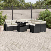 10-dijelni set vrtnih sofa s jastucima crni od poliratana Crna 100 x 55 x 73 cm