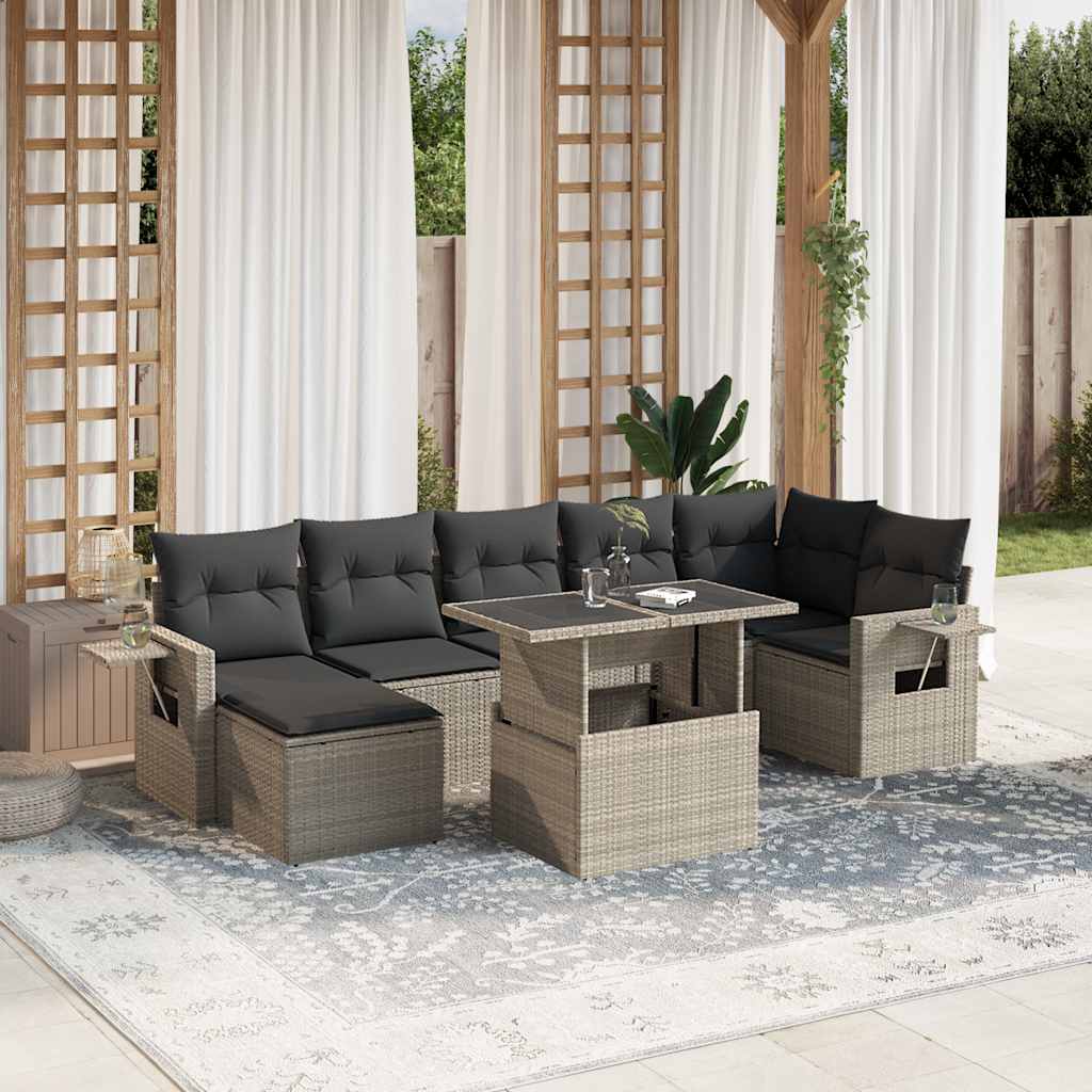 8-dijelni set vrtnih sofa od poliratana s jastucima svjetlosivi