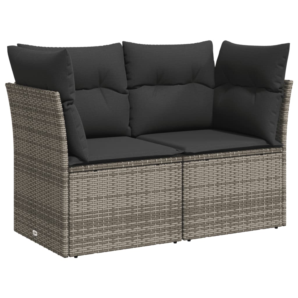 10-dijelni set vrtnih sofa od poliratana s jastucima sivi