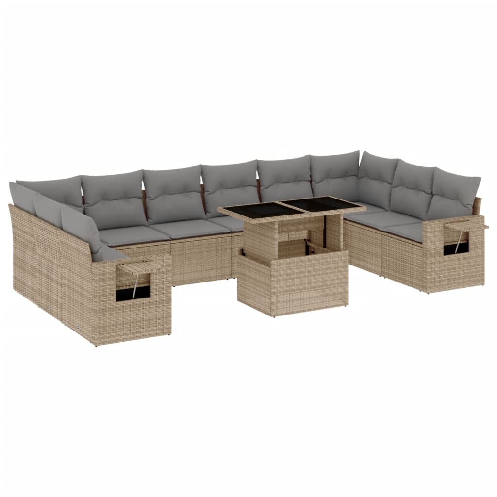 11-dijelni set vrtnih sofa od poliratana s jastucima bež