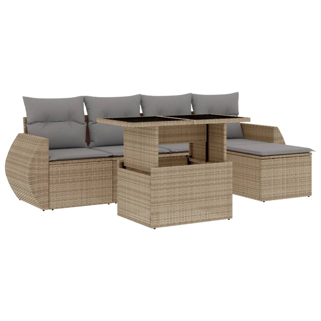 6-dijelni set vrtnih sofa s jastucima bež od poliratana 100 x 55 x 73 cm
