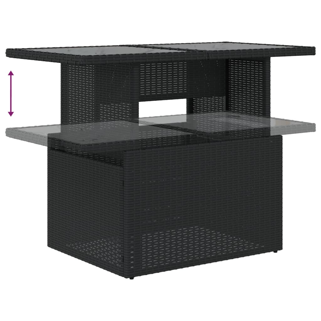 6-dijelni set vrtnih sofa s jastucima crni od poliratana Crna 100 x 55 x 73 cm