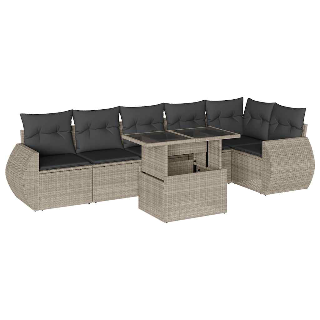 7-dijelni set vrtnih sofa svjetlosivi od poliratana