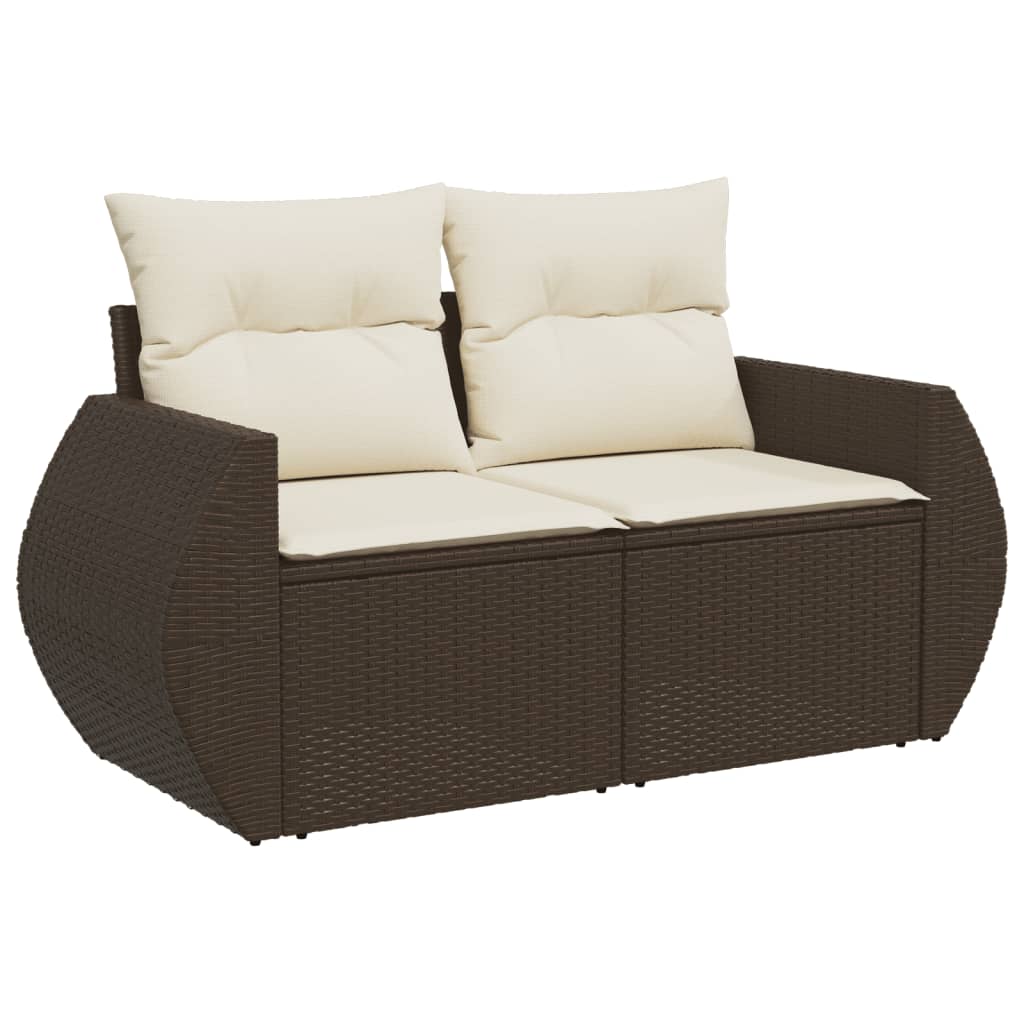 9-dijelni set vrtnih sofa s jastucima poliratan smeđi