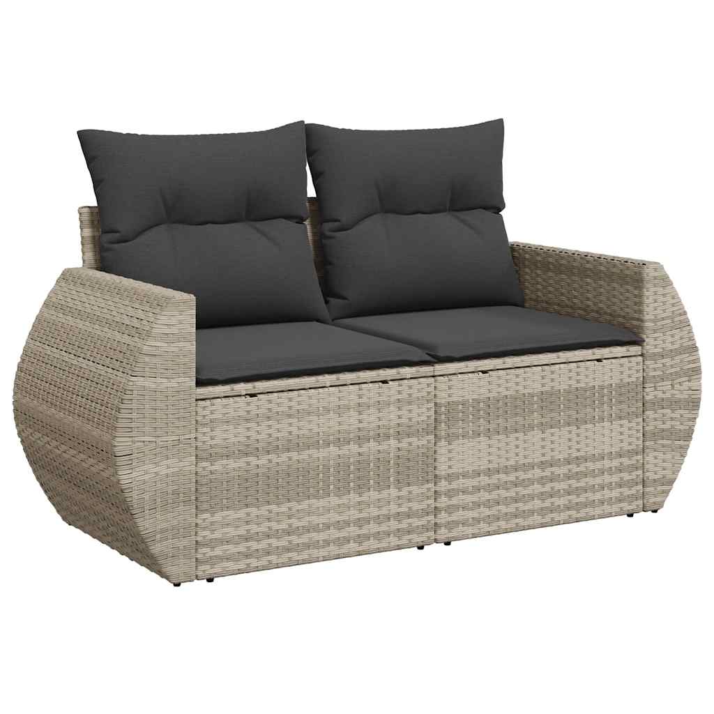 10-dijelni set vrtnih sofa poliratan s jastucima svijetlosivi