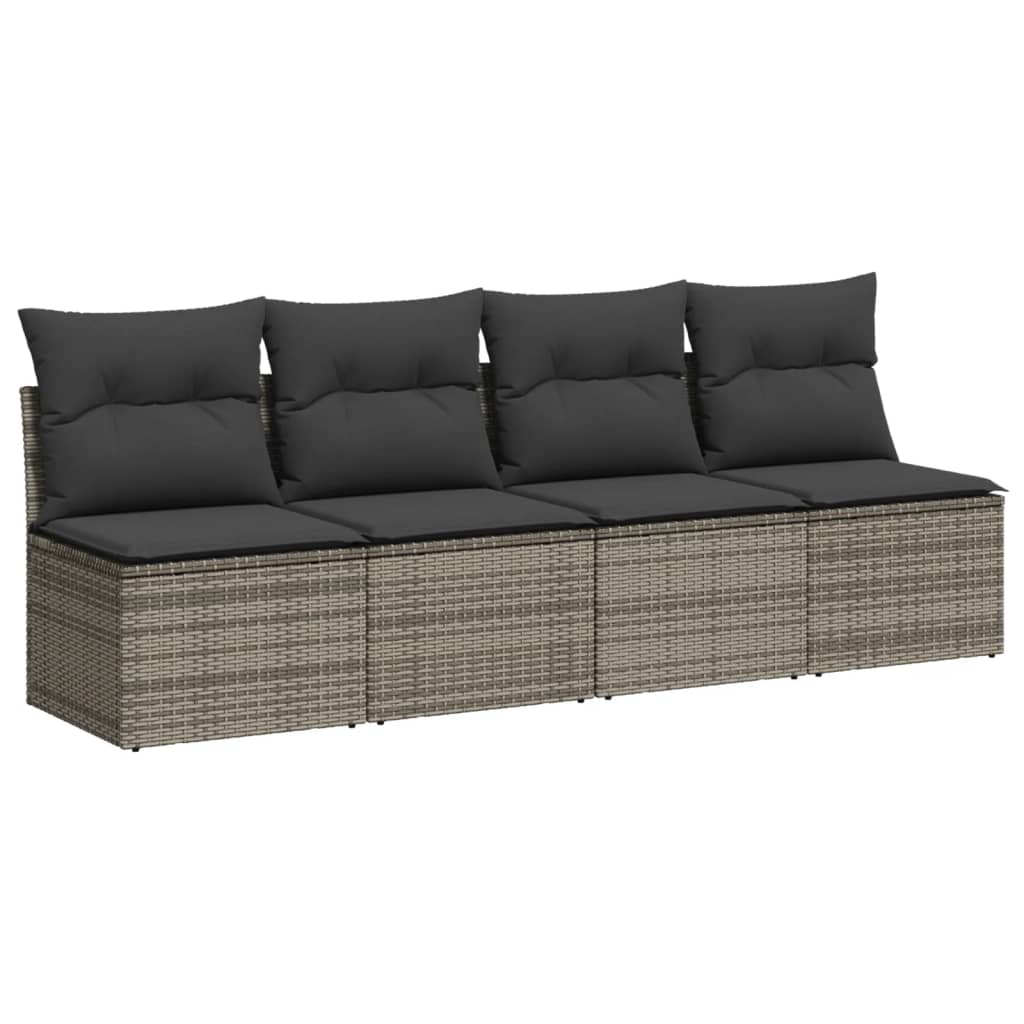 10-dijelni set vrtnih sofa od poliratana s jastucima sivi