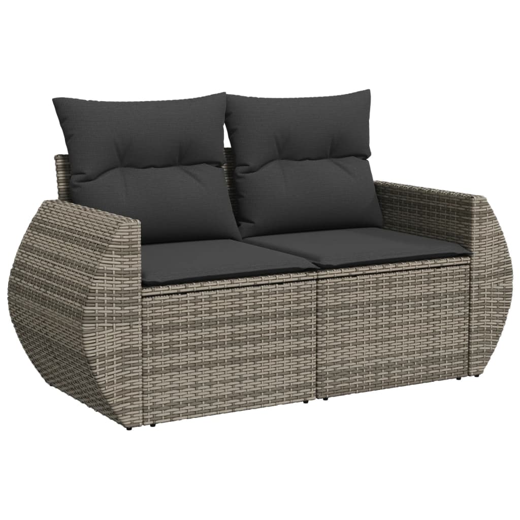 10-dijelni set vrtnih sofa od poliratana s jastucima sivi