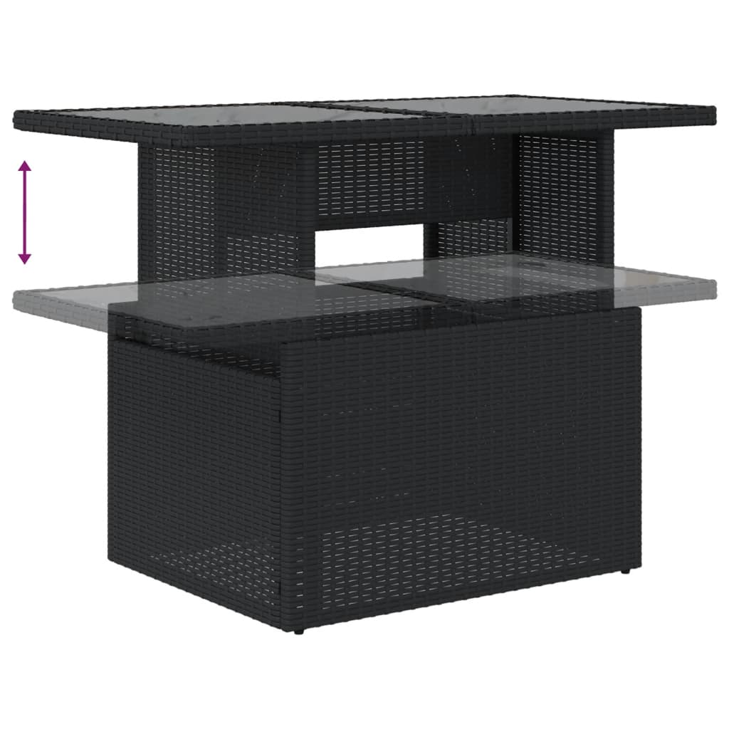 7-dijelni set vrtnih sofa od poliratana s jastucima crni Crna 100 x 55 x 73 cm
