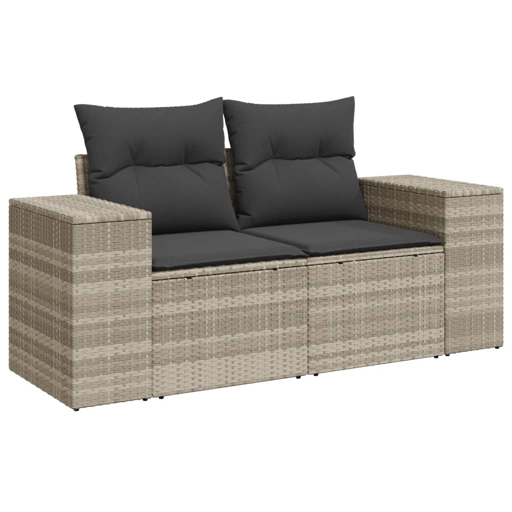 9-dijelni set vrtnih sofa od poliratana s jastucima svjetlosivi