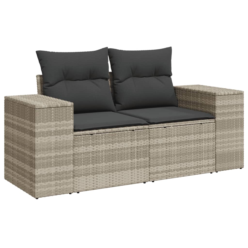 9-dijelni set vrtnih sofa od poliratana s jastucima svjetlosivi