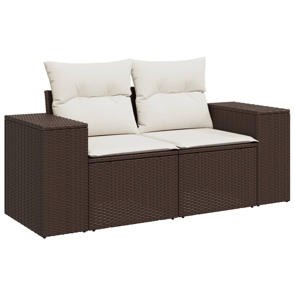 8-dijelni set vrtnih sofa s jastucima smeđi od poliratana
