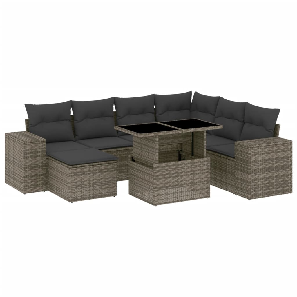 8-dijelni set vrtnih sofa od poliratana s jastucima sivi