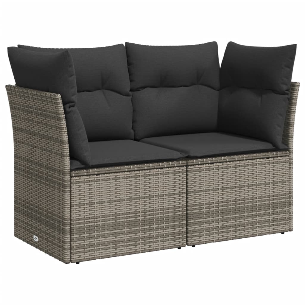 10-dijelni set vrtnih sofa od poliratana s jastucima sivi