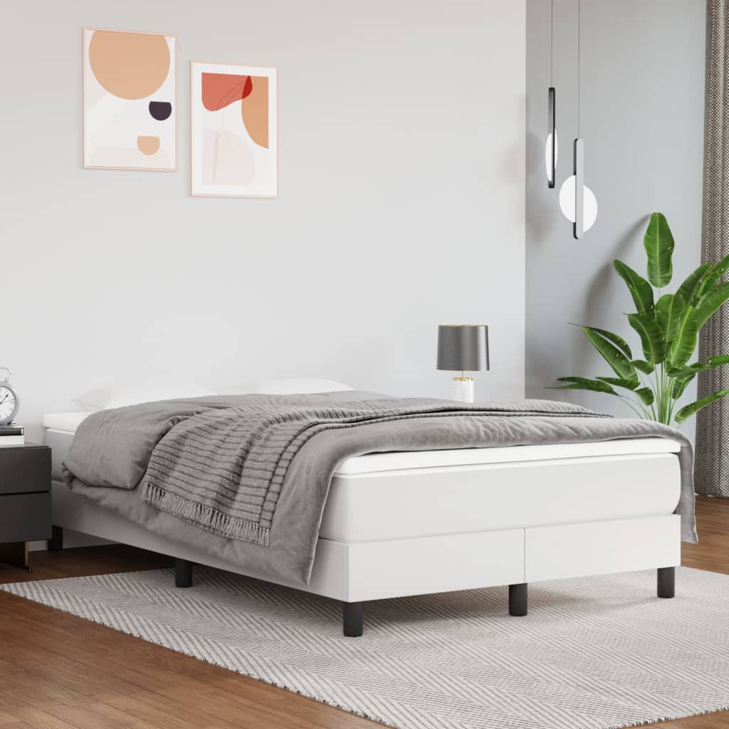 Krevet box spring s madracem bijeli 120x190 cm od umjetne kože