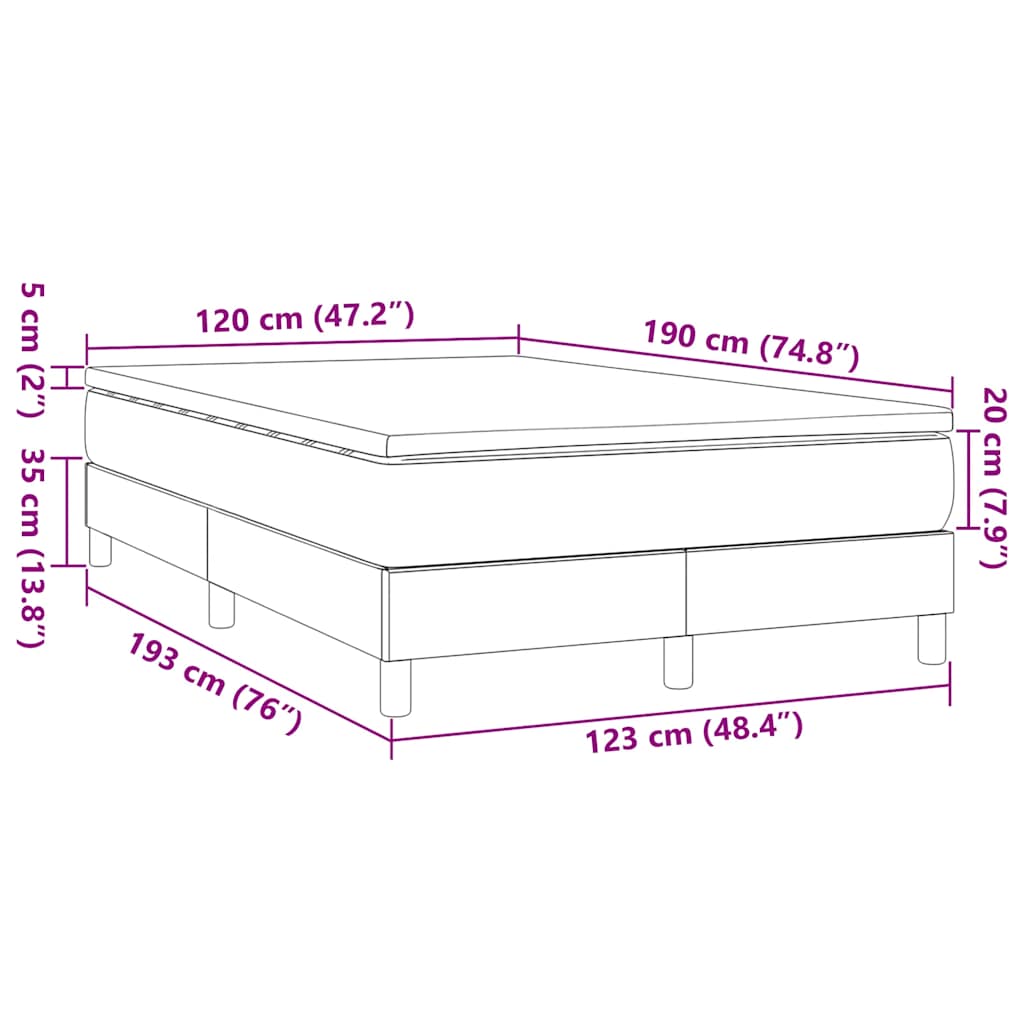Krevet box spring s madracem tamnosivi 120 x 190 cm tkanina
