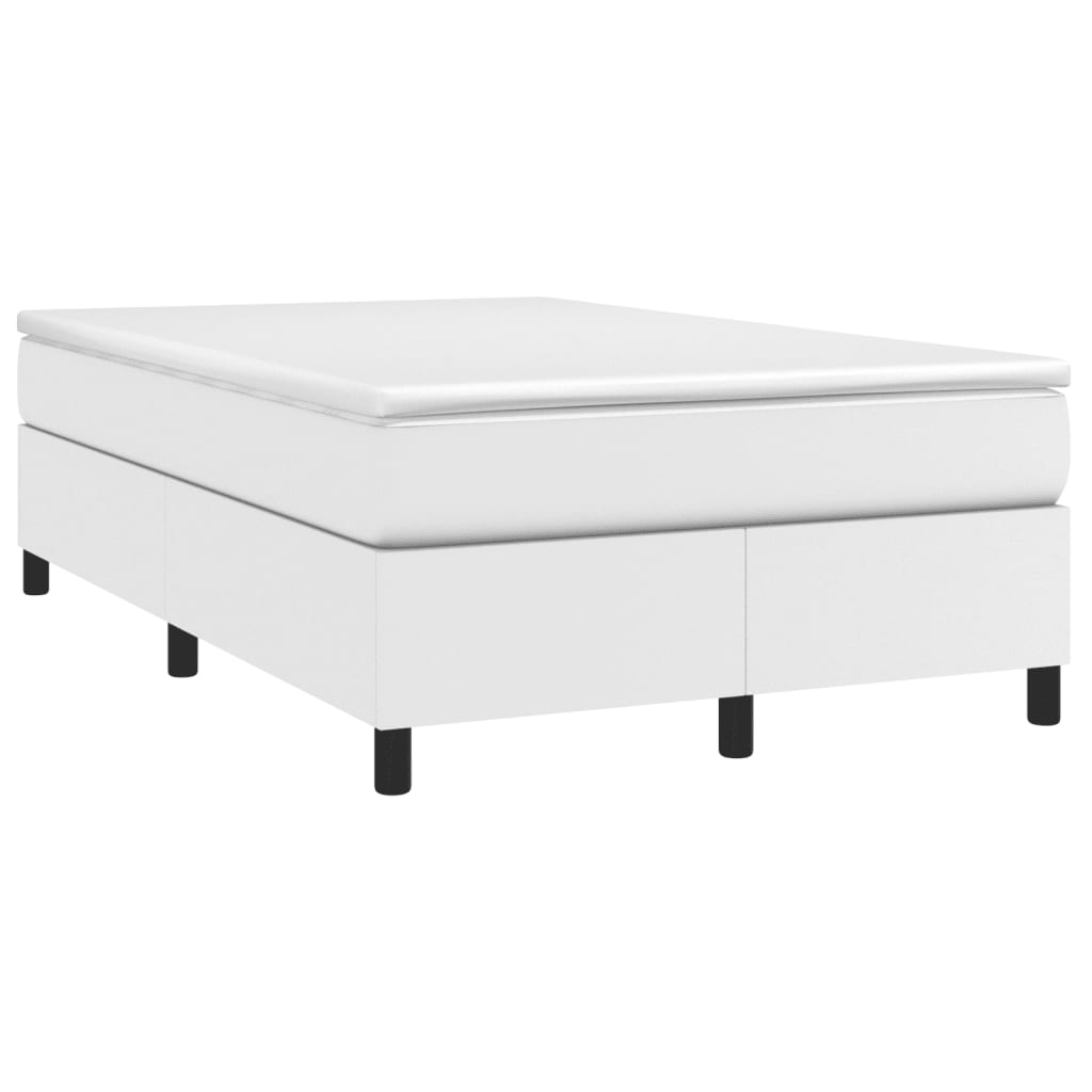 Krevet box spring s madracem bijeli 120x190 cm od umjetne kože