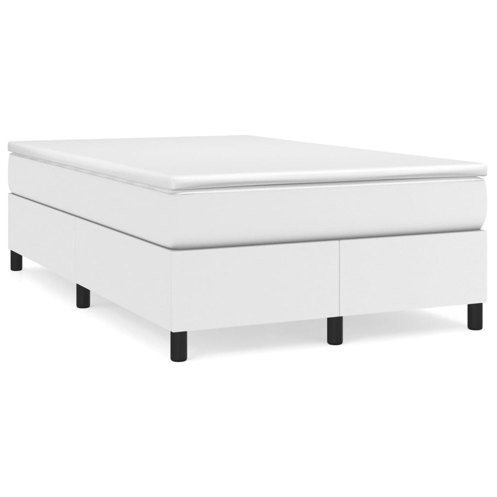 Krevet box spring s madracem bijeli 120x190 cm od umjetne kože