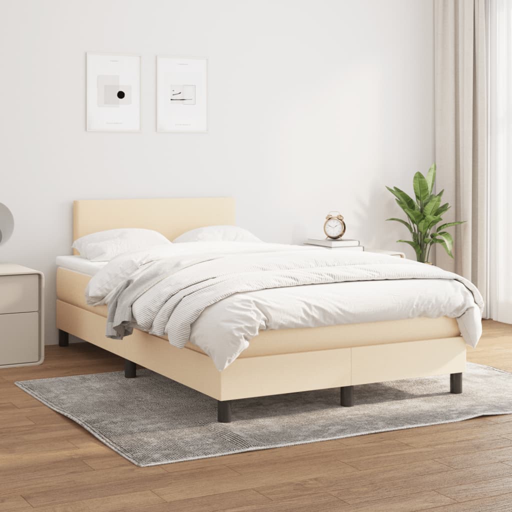 Krevet box spring s madracem krem 120 x 190 cm od tkanine