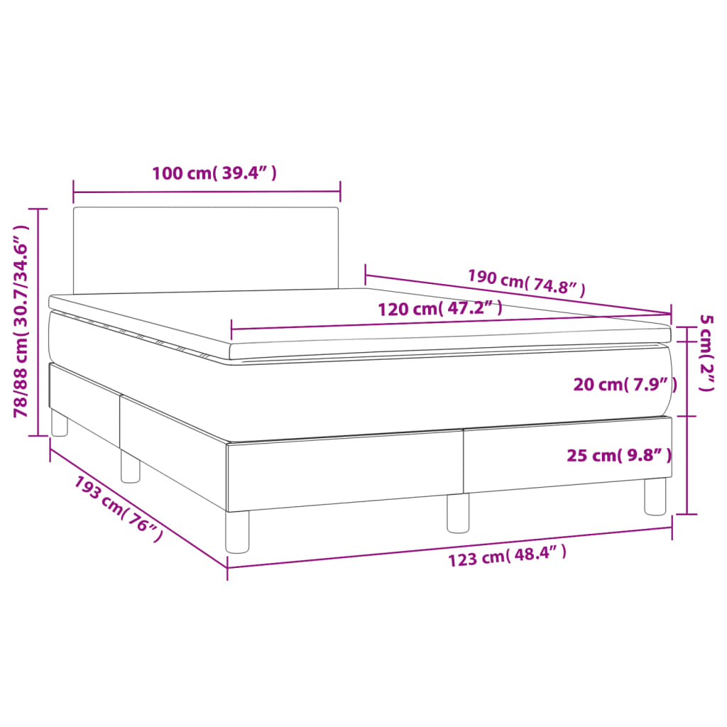 Krevet box spring s madracem krem 120 x 190 cm od tkanine