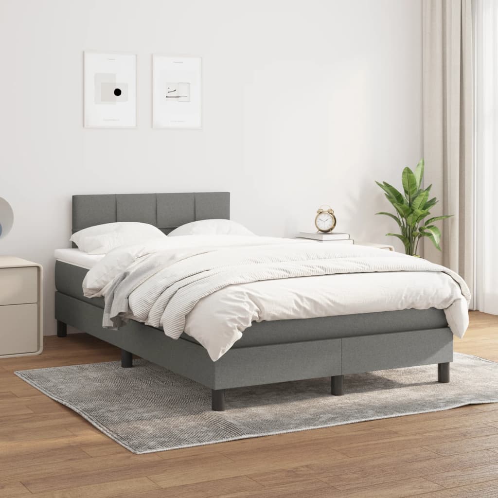 Krevet box spring s madracem tamnosivi 120 x 190 cm tkanina