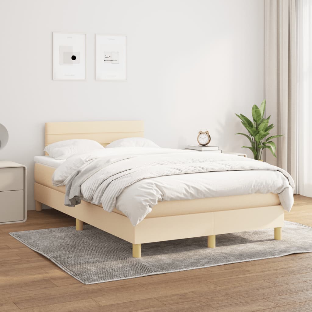 Krevet box spring s madracem krem 120 x 190 cm od tkanine