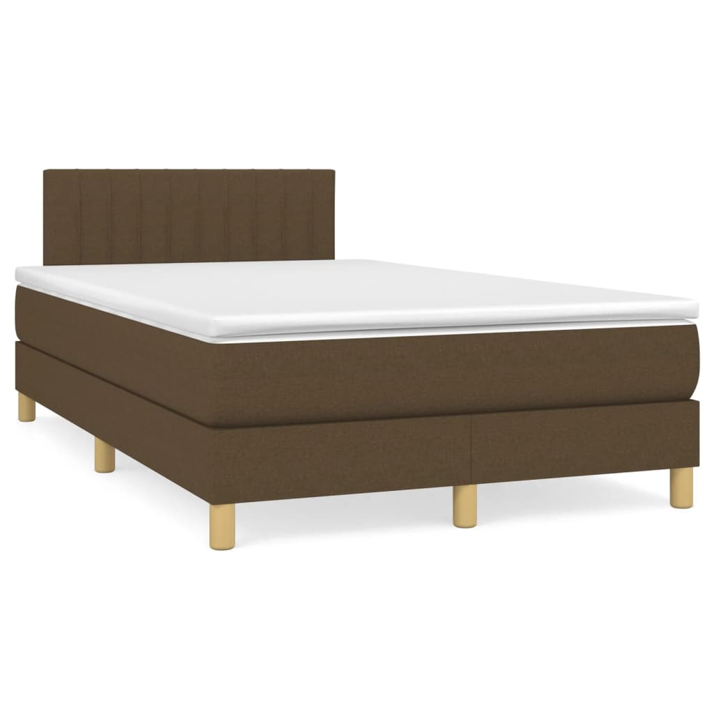 Krevet box spring s madracem tamnosmeđi 120 x 190 cm od tkanine