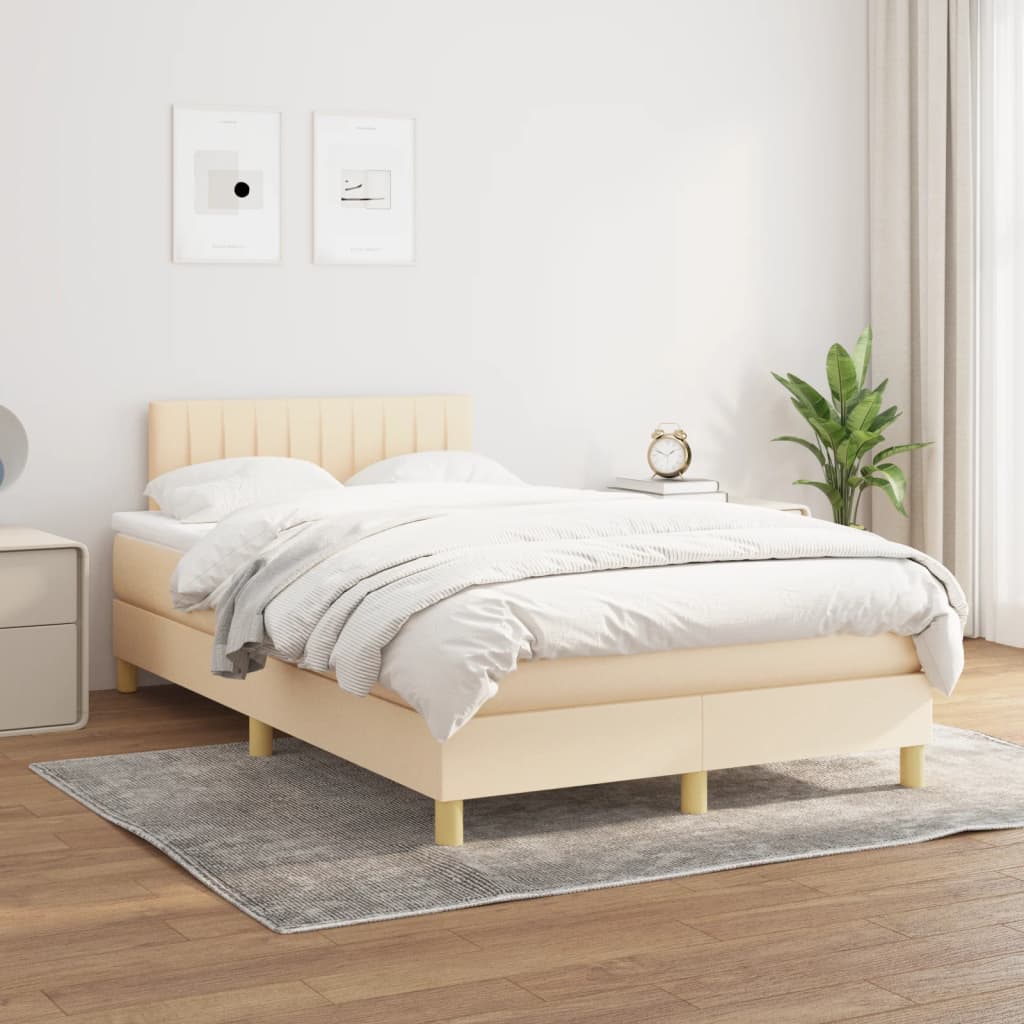 Krevet box spring s madracem krem 120 x 190 cm od tkanine