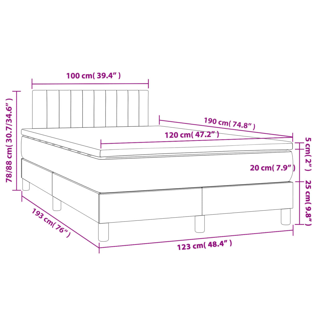Krevet box spring s madracem krem 120 x 190 cm od tkanine