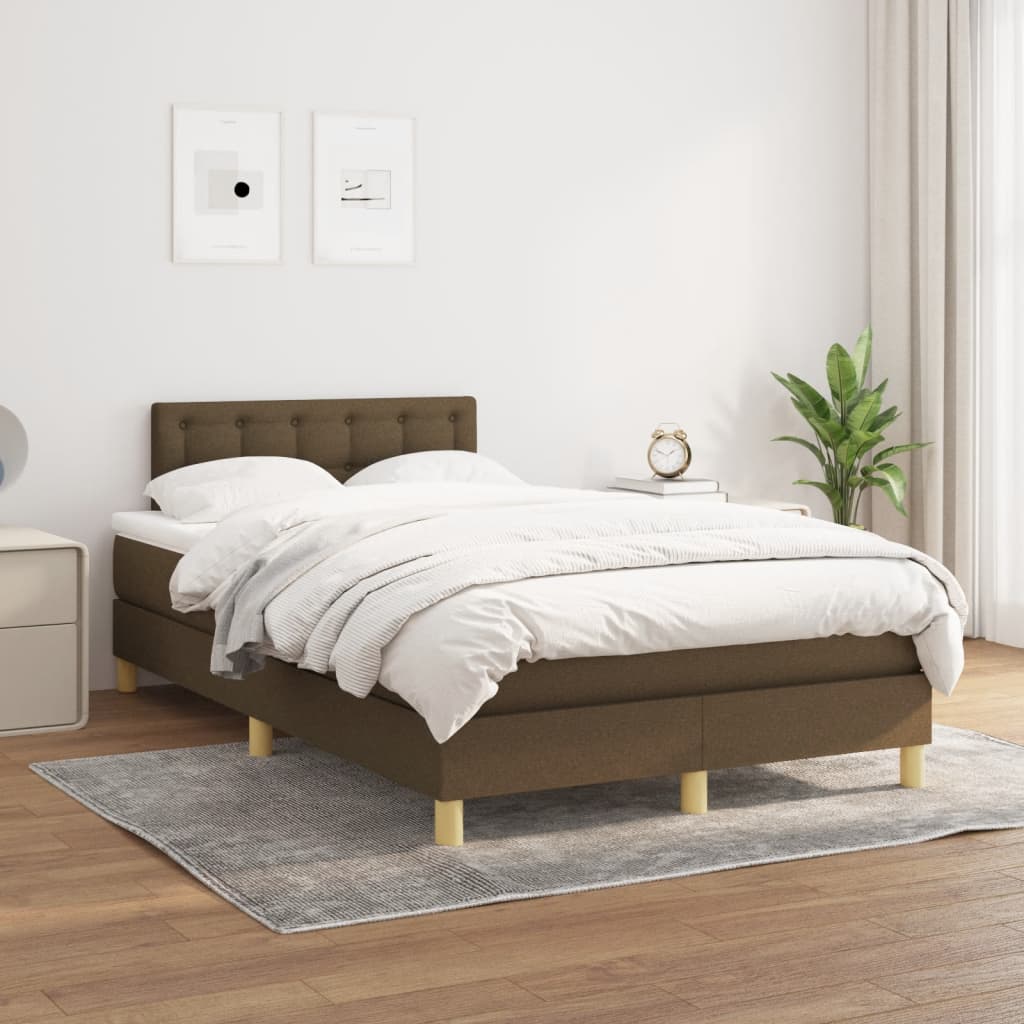 Krevet box spring s madracem tamnosmeđi 120 x 190 cm od tkanine