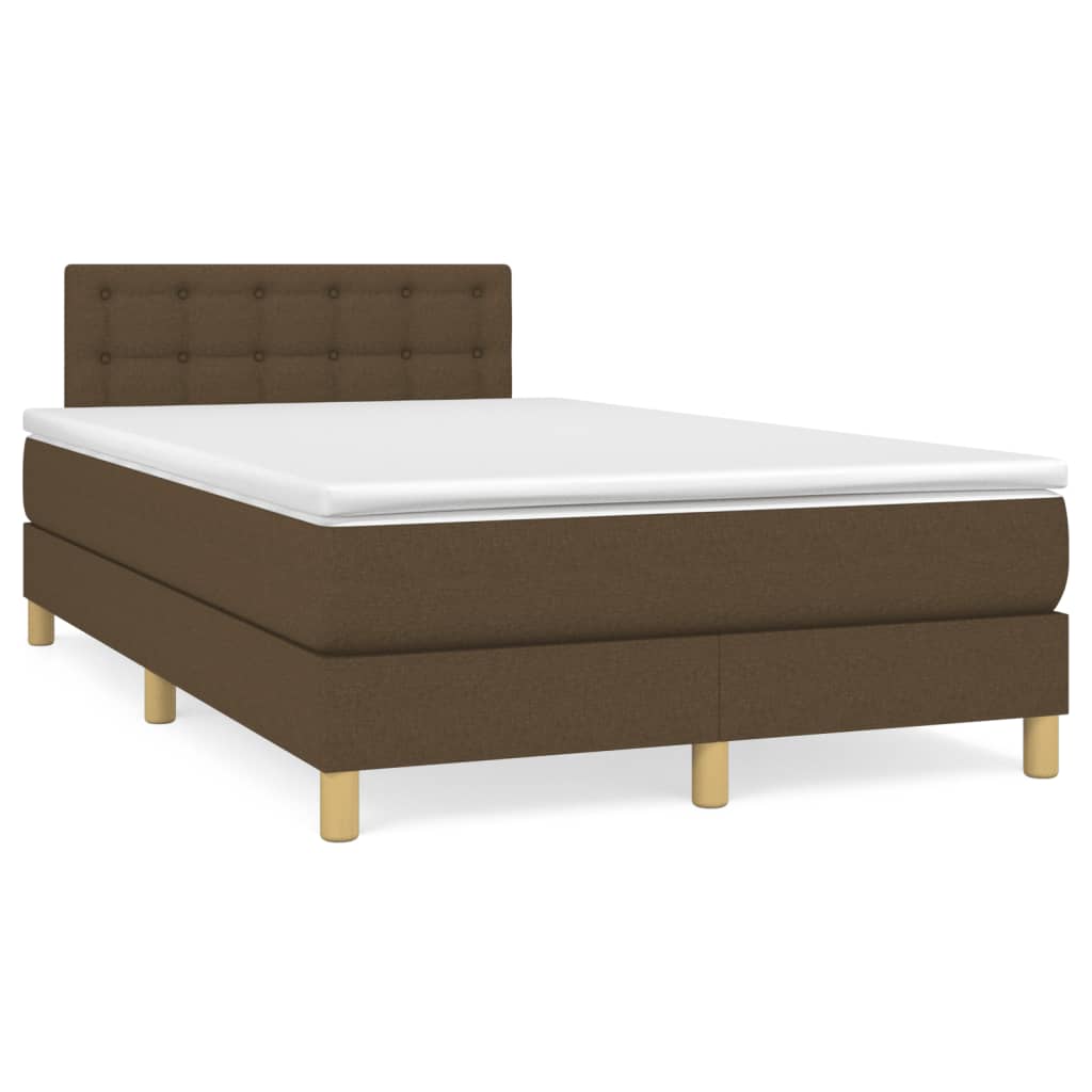Krevet box spring s madracem tamnosmeđi 120 x 190 cm od tkanine