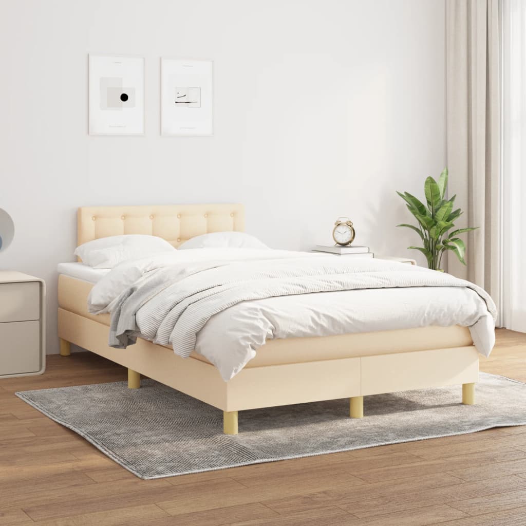 Krevet box spring s madracem krem 120 x 190 cm od tkanine