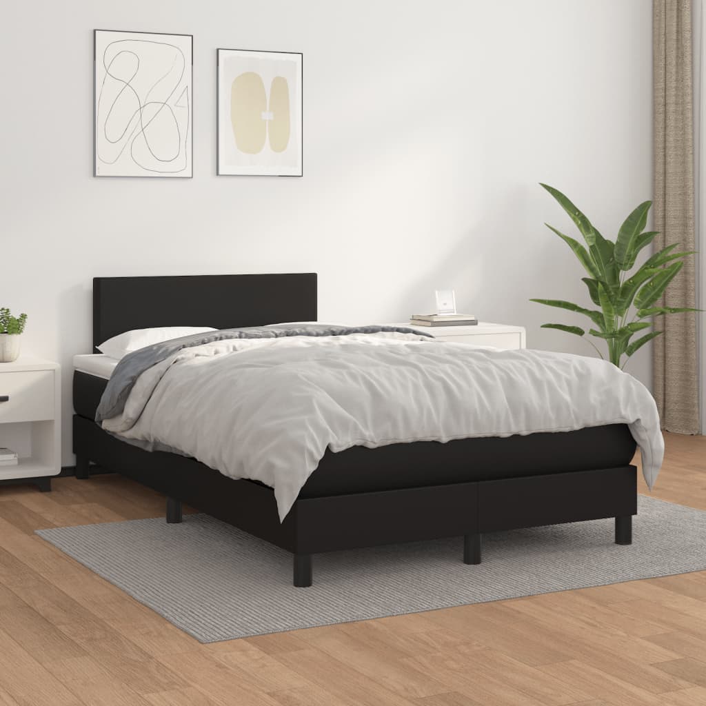 Krevet s oprugama i madracem crni 120x190 cm od umjetne kože