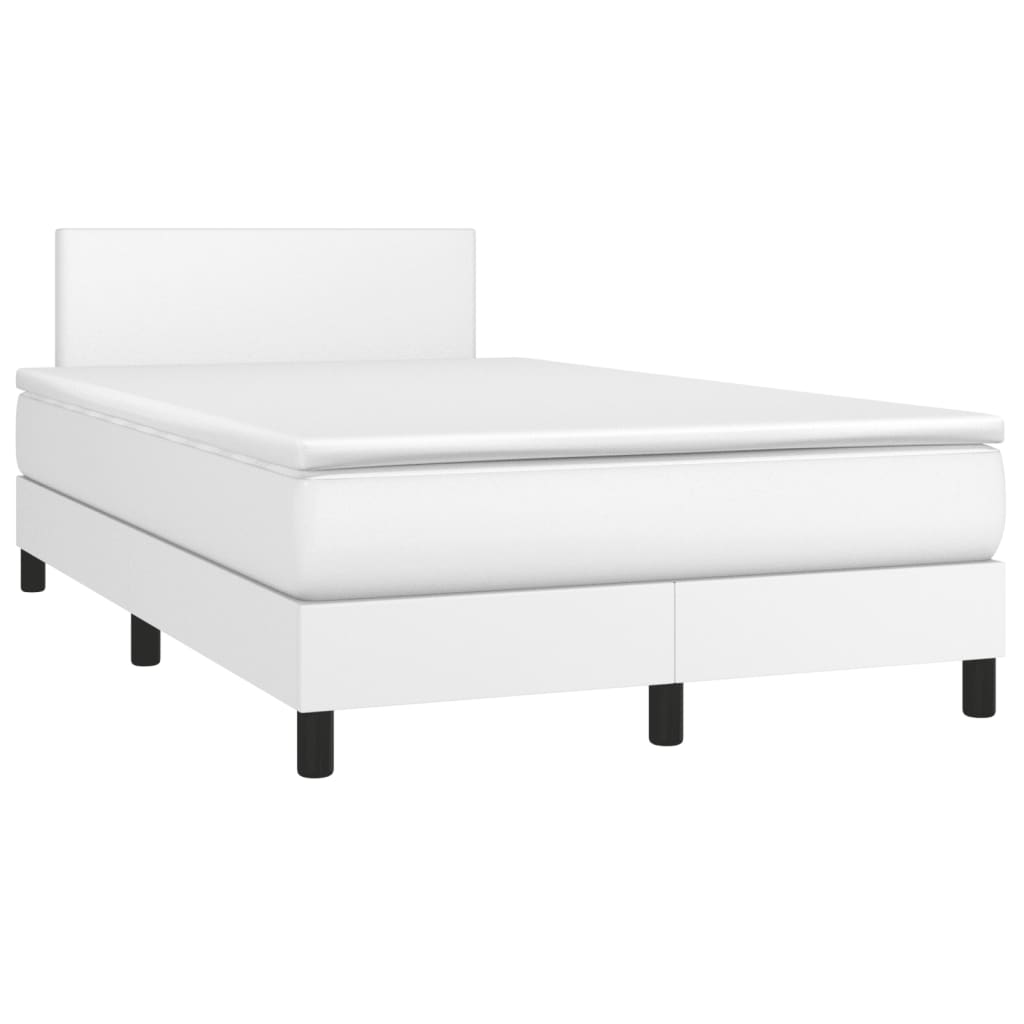 Krevet box spring s madracem bijeli 120x190 cm od umjetne kože