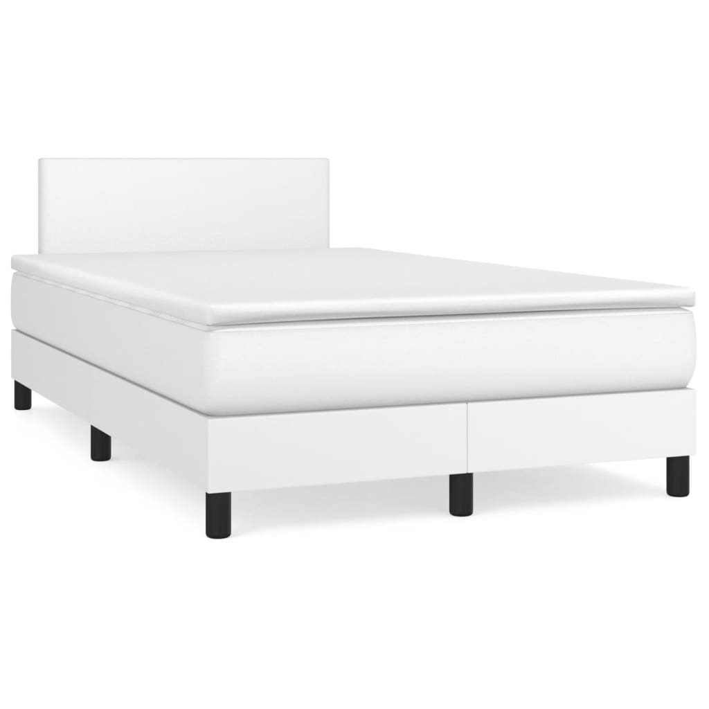 Krevet box spring s madracem bijeli 120x190 cm od umjetne kože