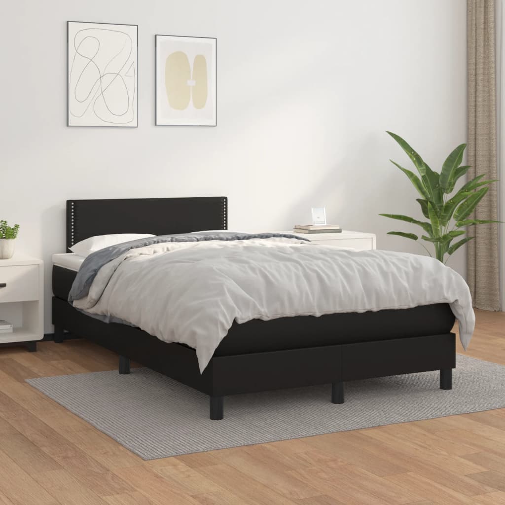 Krevet s oprugama i madracem crni 120x190 cm od umjetne kože