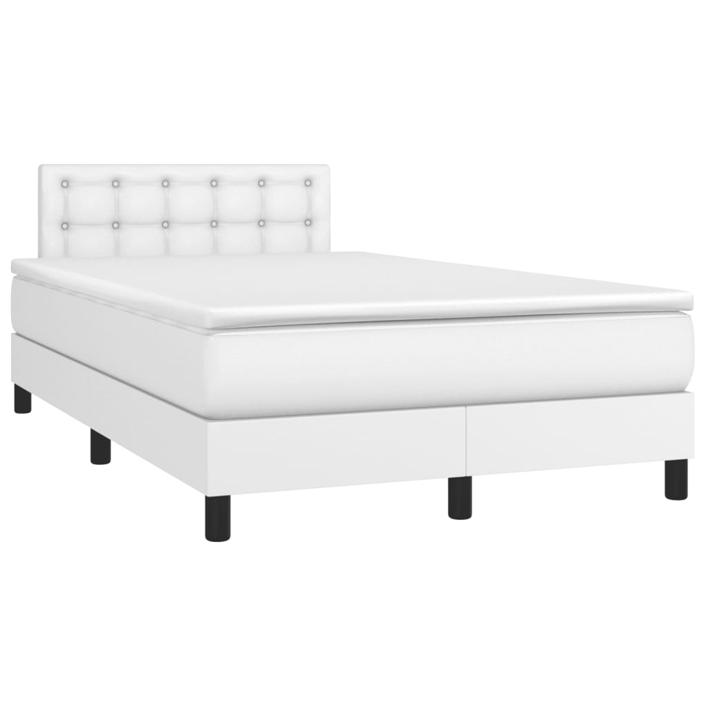 Krevet box spring s madracem bijeli 120x190 cm od umjetne kože