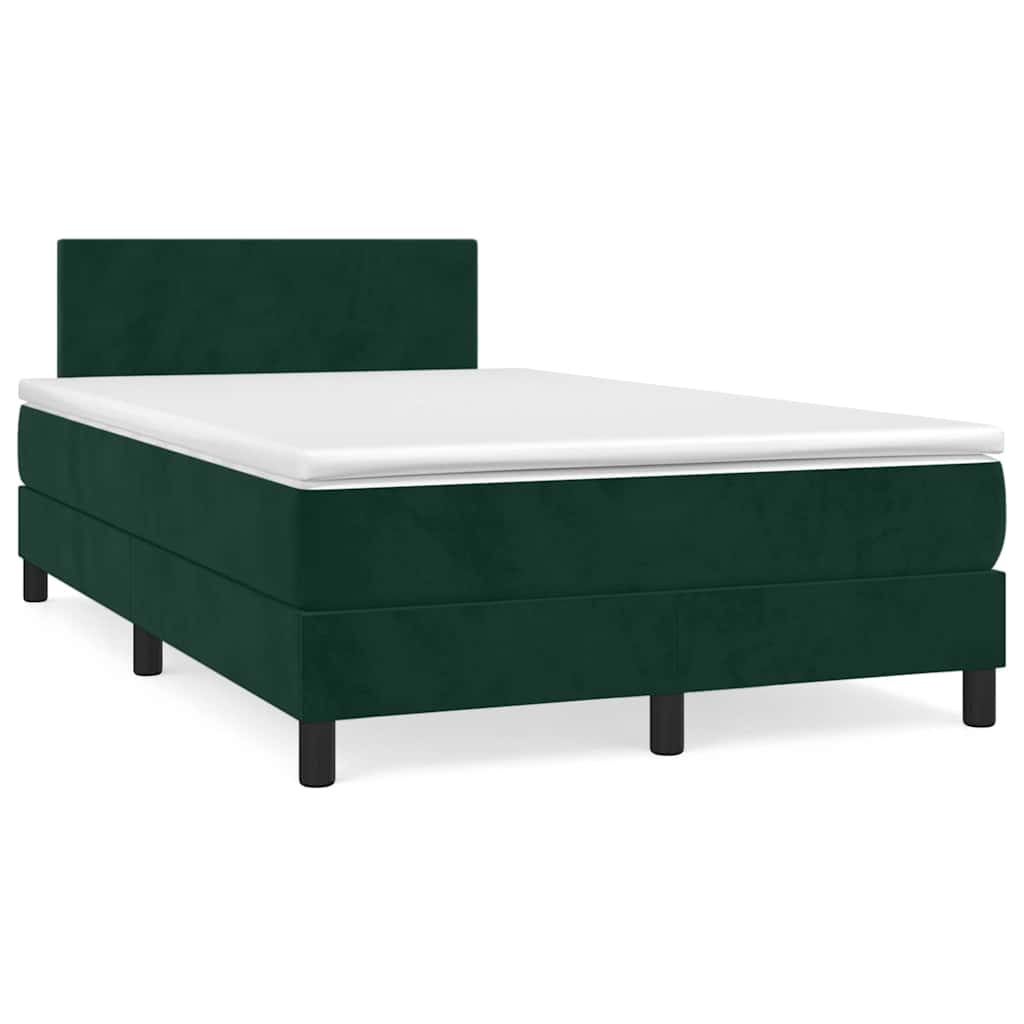 Krevet box spring s madracem tamnozeleni 120x190 cm baršunasti