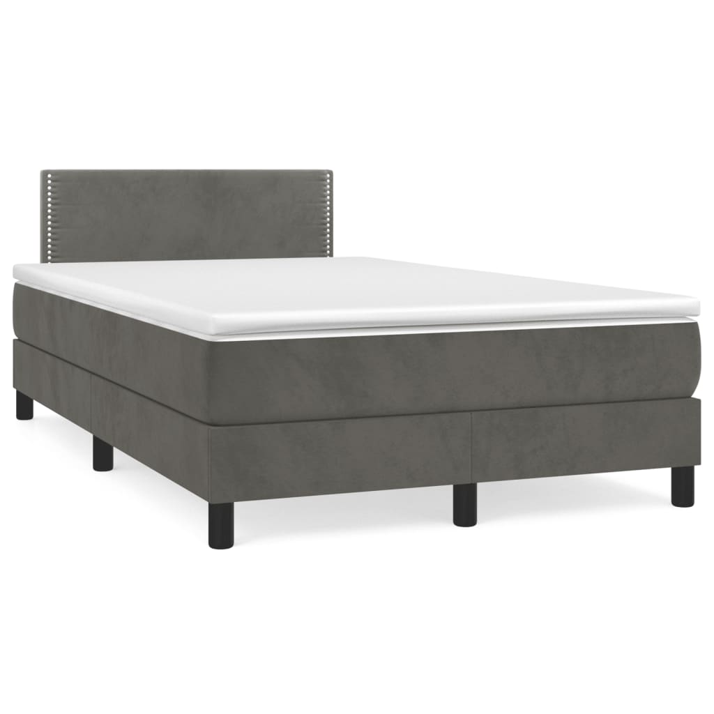 Krevet box spring s madracem tamnosivi 120 x 190 cm baršun