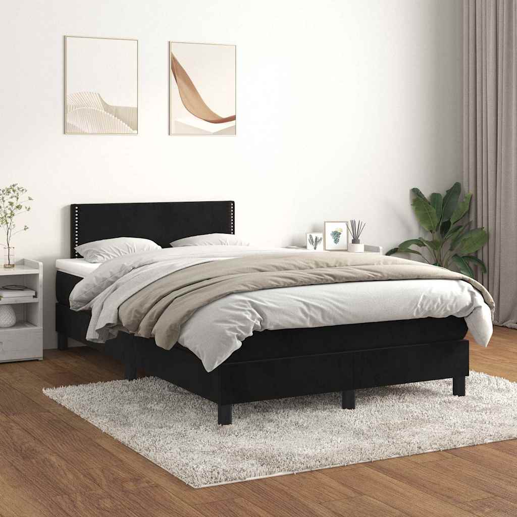 Krevet box spring s madracem crni 120 x 190 cm baršunasti