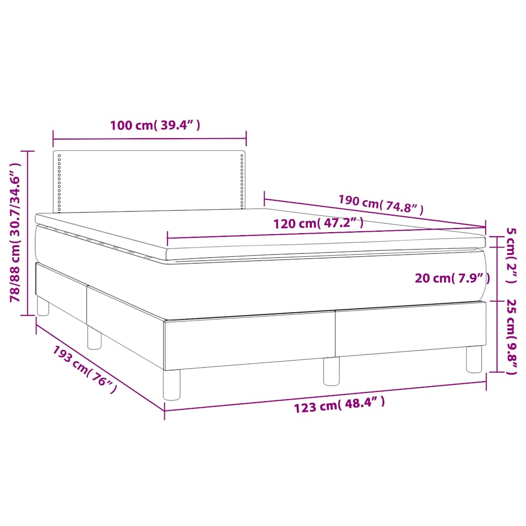 Krevet box spring s madracem crni 120 x 190 cm baršunasti