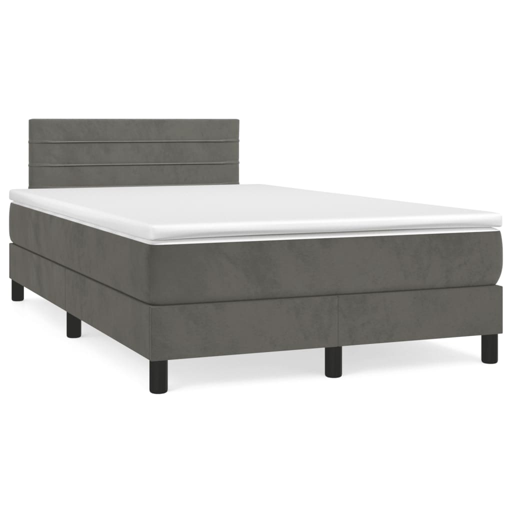Krevet box spring s madracem tamnosivi 120 x 190 cm baršun