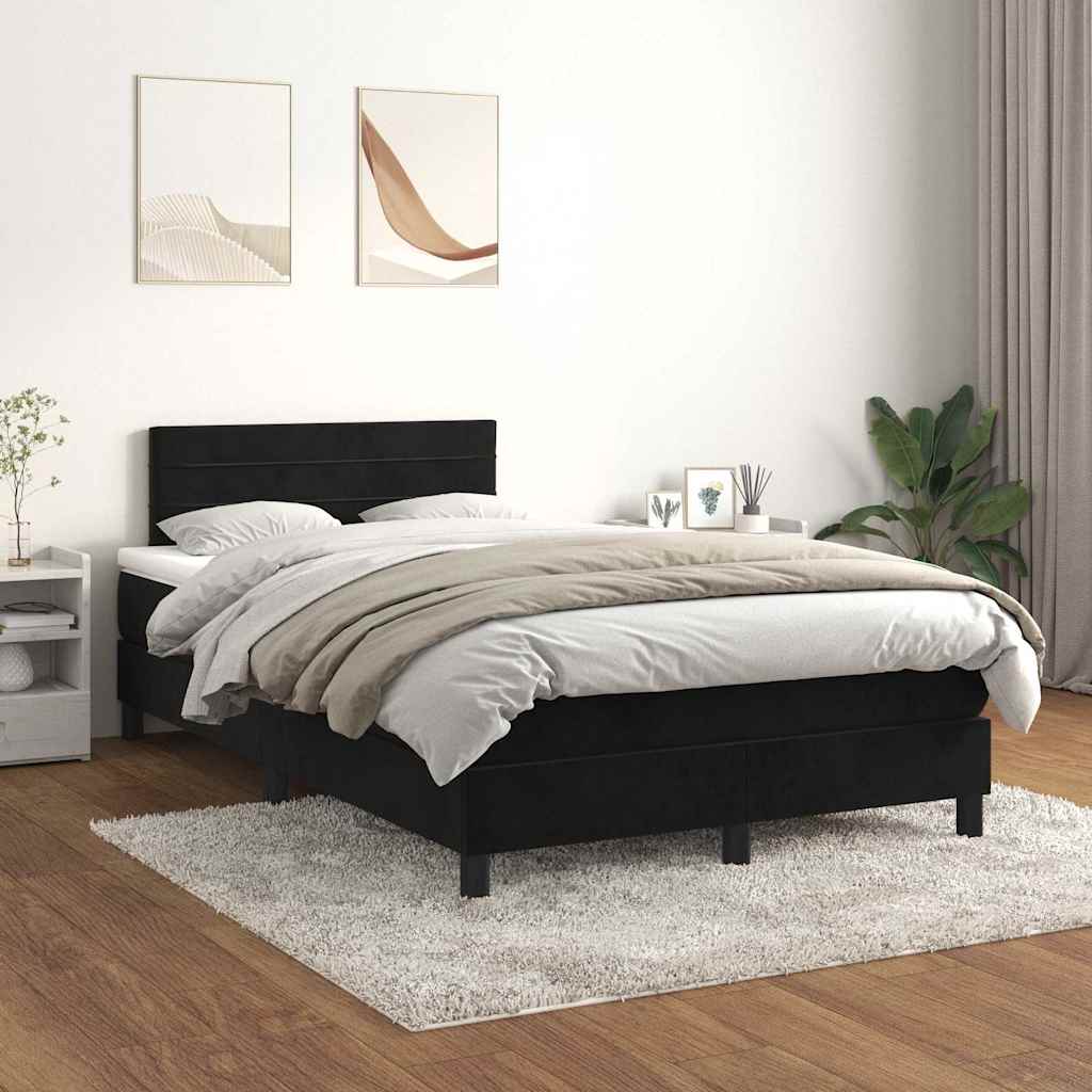 Krevet box spring s madracem crni 120 x 190 cm baršunasti