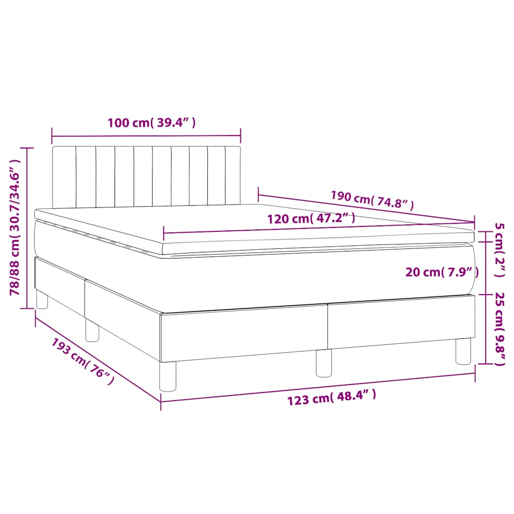 Krevet box spring s madracem crni 120 x 190 cm baršunasti