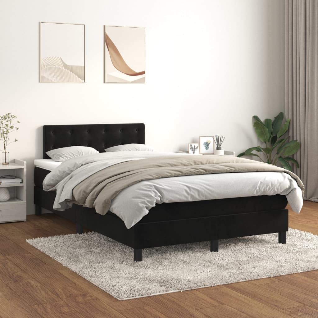 Krevet box spring s madracem crni 120 x 190 cm baršunasti
