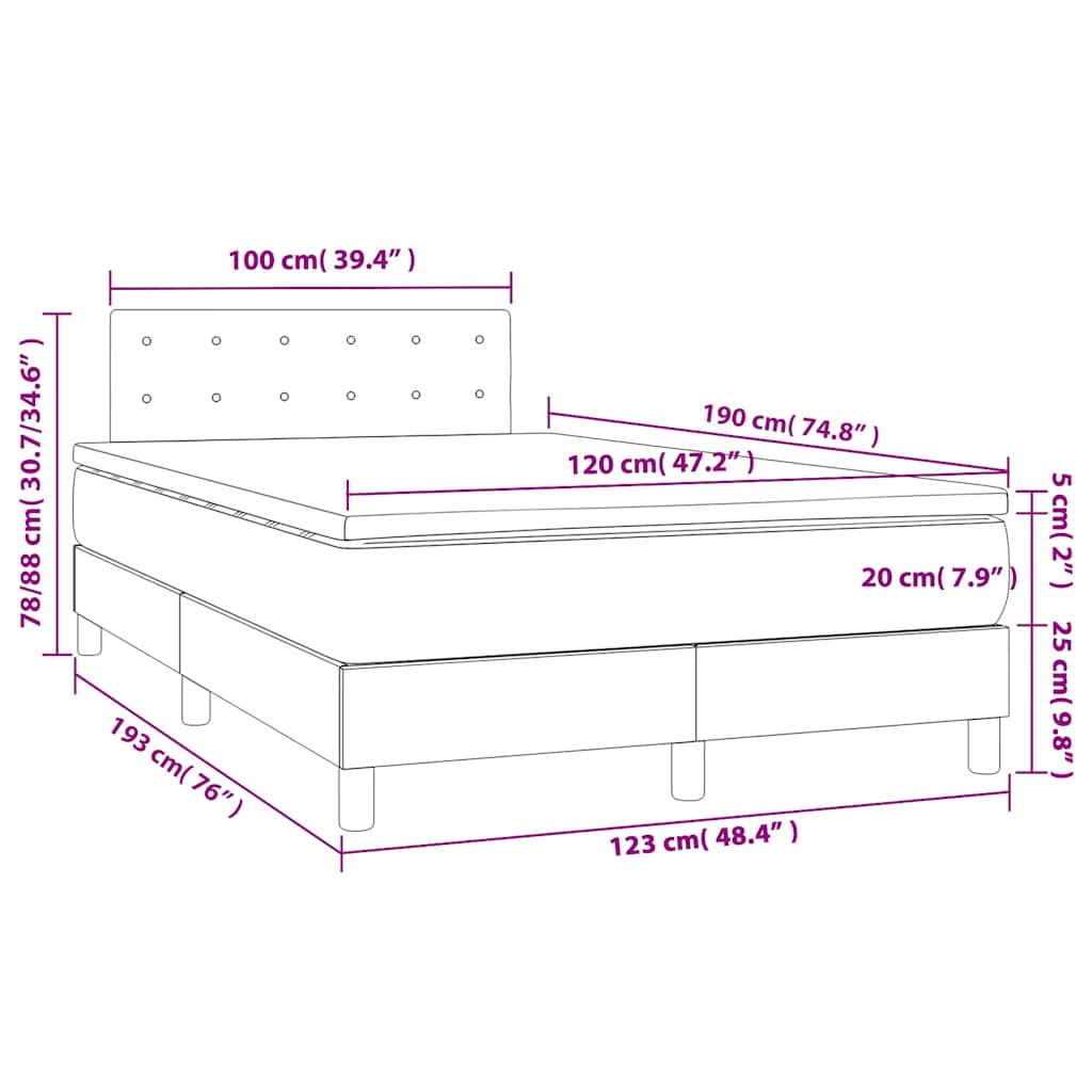 Krevet box spring s madracem tamnozeleni 120x190 cm baršunasti